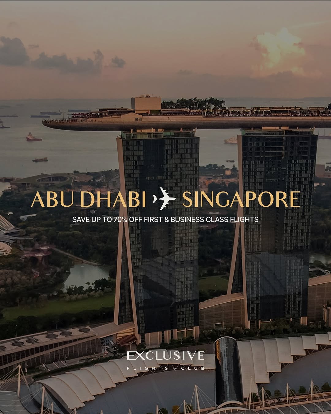 Exclusive Abu Dhabi to Singapore first class and business class flight deals.